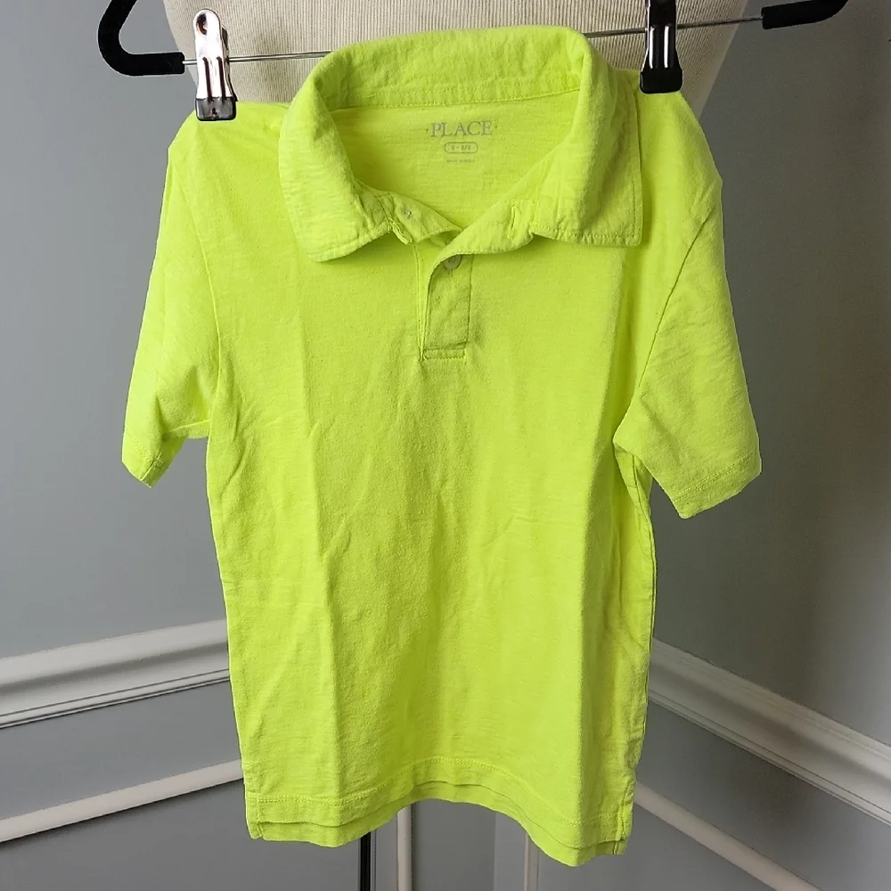 THE CHILDREN'S PLACE **3 for $20 item** Boy's Neon Green Yellow Polo Shirt S 5-6
